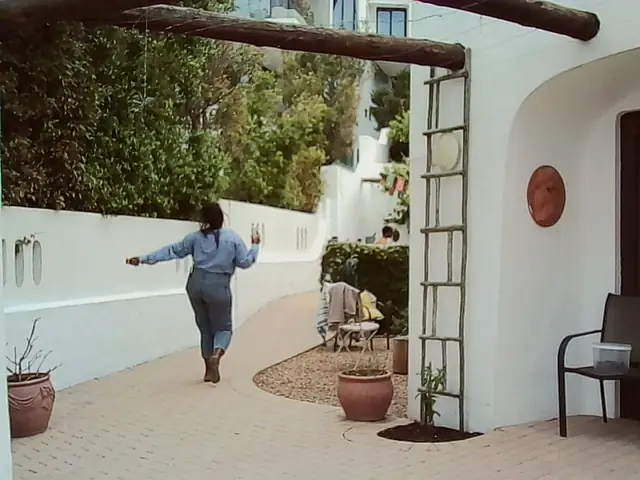 Walking away down the terrace